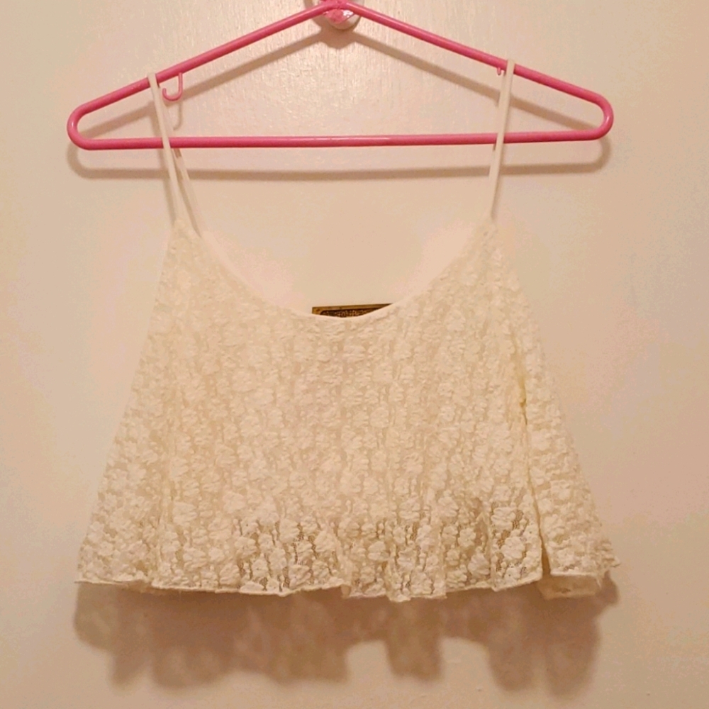 White sheer crop top